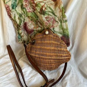 Patricia Nash Cala Luna Clam Small Rattan Crossbody Bag